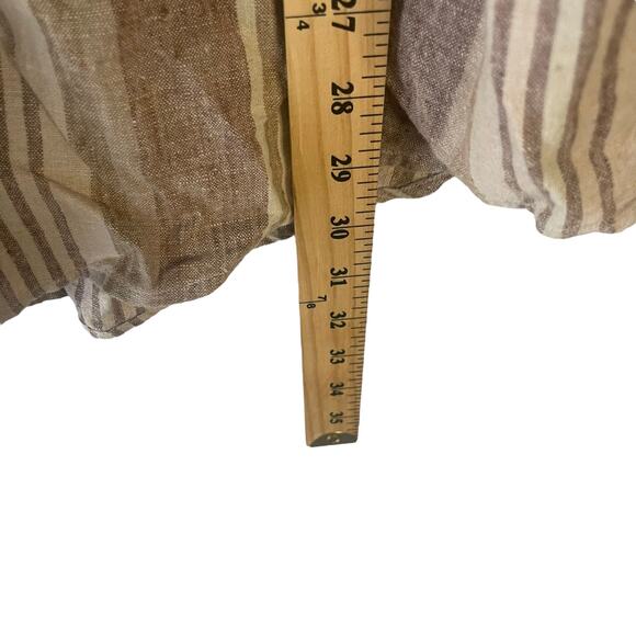 Creative Edge Men's Size Large Brown Striped Linen Short Sleeve Button Up - Picture 7 of 7
